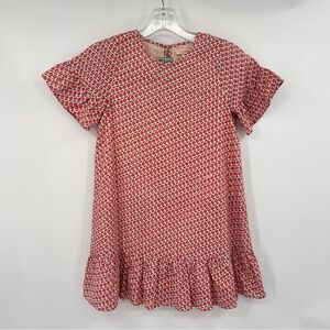 NWOT Pink Chicken red flowers metallic thread dress 8y